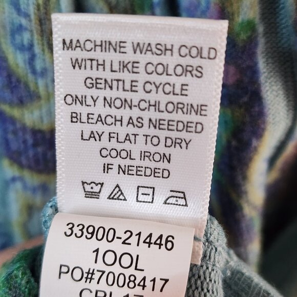 One World Sweater Womens Plus Size 1X Blue Green Pleated Ribbed Boho Artsy Soft - Picture 8 of 8